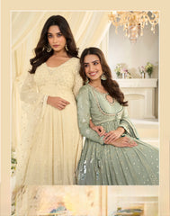 Georgette With Embroidered Gown And Dupatta Collection