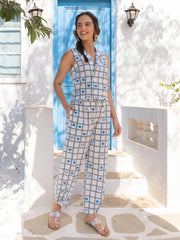 white grey cotton co-ord set