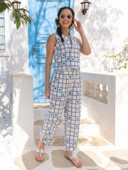 White Grey Hand Block Printed Co-ord Set