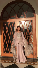 Embellished Silk Kurta Set with Dupatta