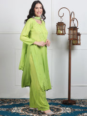 Embroidered Chikankari Kurta Palazzo Dupatta Set