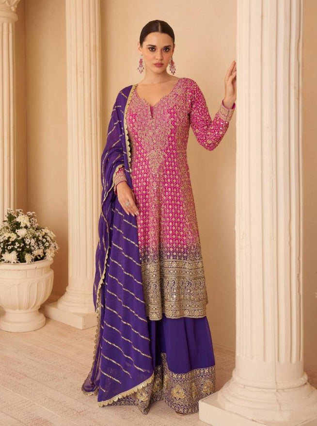 Orange Embroidered Designer Salwar Kameez Set