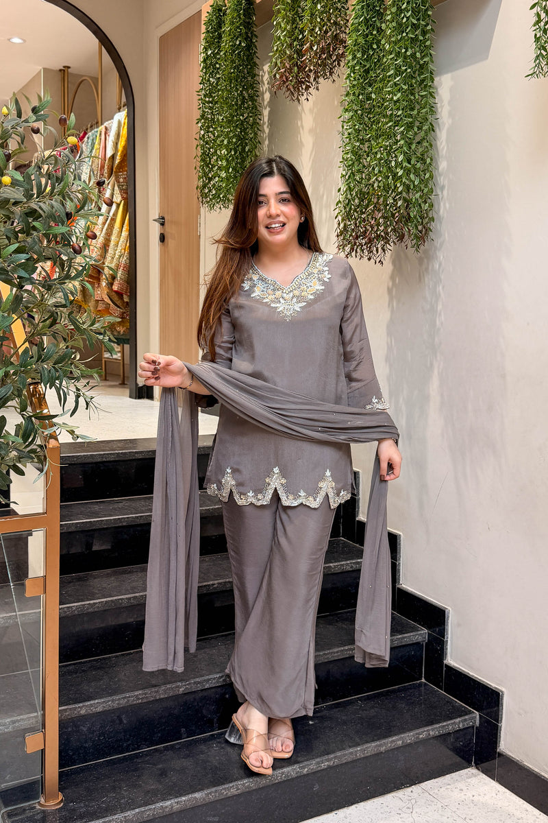 Mehar Embroidered Chinon Suit Set