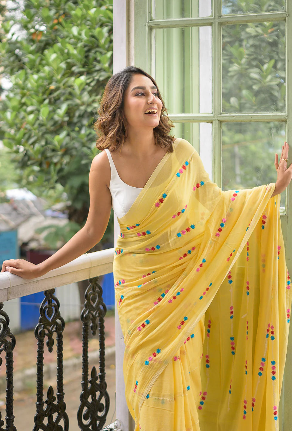 Sunshine Bloom Mul Cotton Saree