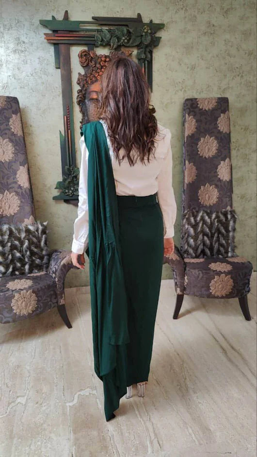 Liva Cotton Black Draped Skirt Saree