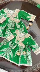 Emerald Palms Kids Green Dhoti Set for Girls