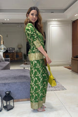 Emerald Green Golden Embroidered Suit Set