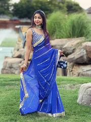 Georgette saree with embroidery and real mirror work