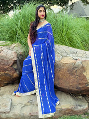 Georgette saree with embroidery and real mirror work