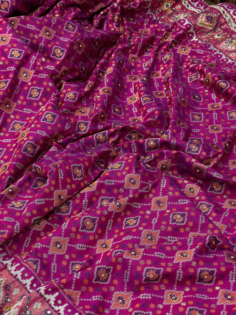 Mirror work saree