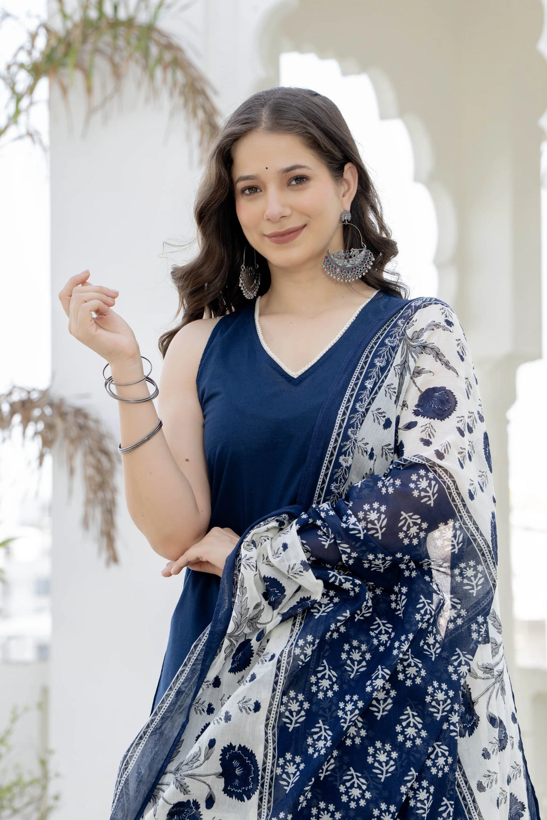 Noor Navy Blue Cotton Farshi Suit Set