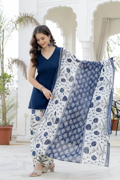Noor Navy Blue Cotton Farshi Suit Set