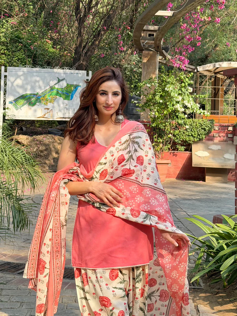Noor Navy Blue Cotton Farshi Suit Set