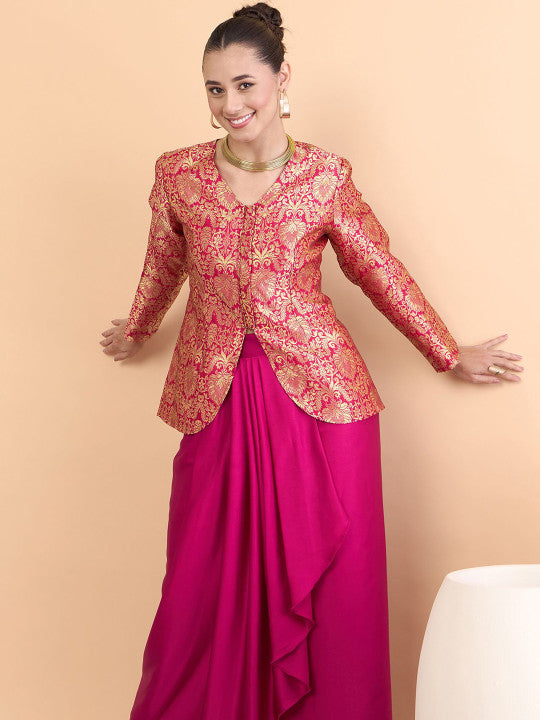 Rani Noor Banarasi Jacket & Satin Skirt Ensemble