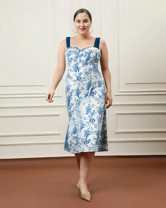 Floral Knotted Split Midi Dress Curve & Plus