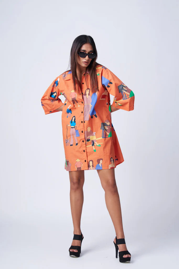 hand-drawn print dress