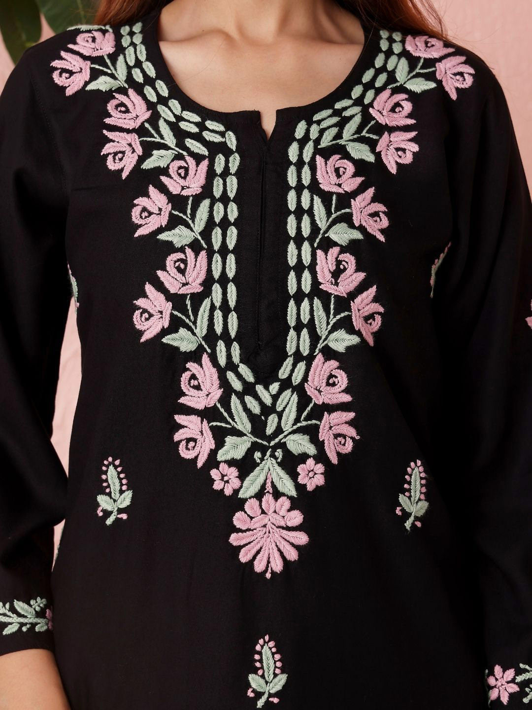 Premium Rayon Multicolor Chikankari Straight Kurti