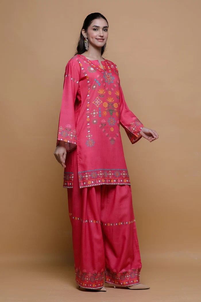 Ikat Printed Lawn Cotton Co-ord Set with Farsi Pants