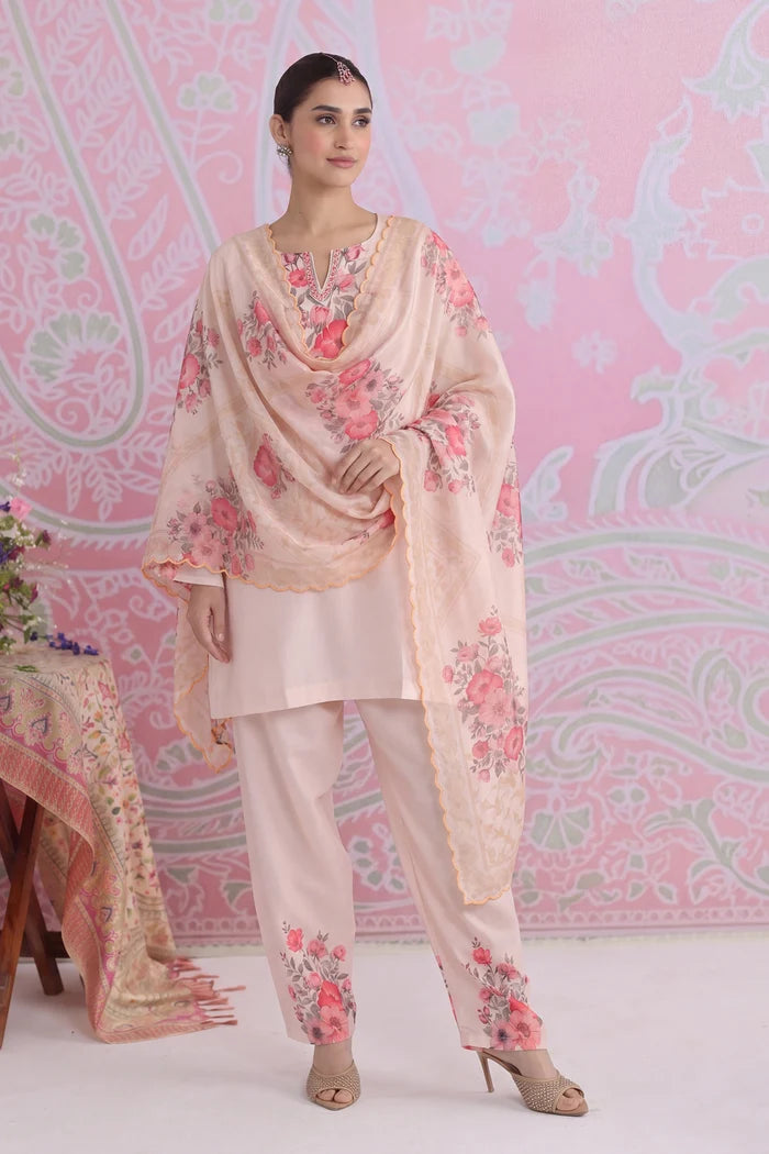 Ikat Printed Lawn Cotton Co-ord Set with Farsi Pants
