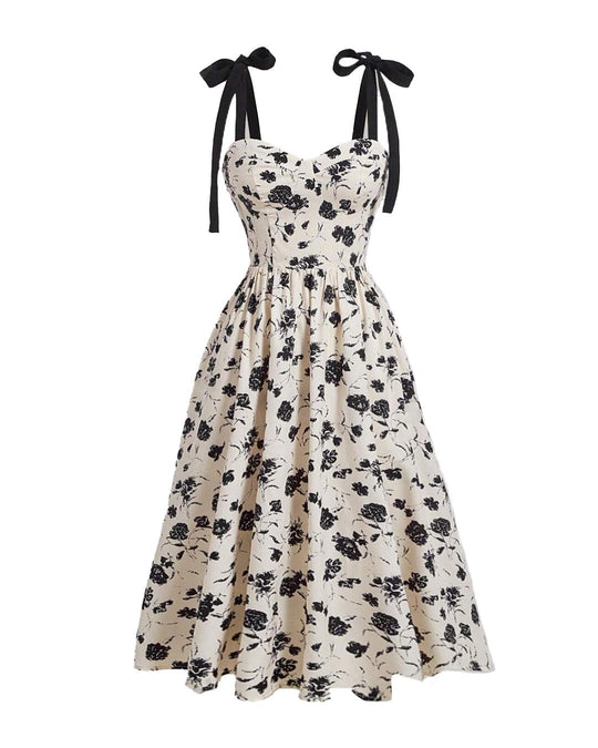 Floral Print Tie Waist Cami Dress