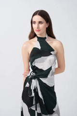 abstract print silk dress