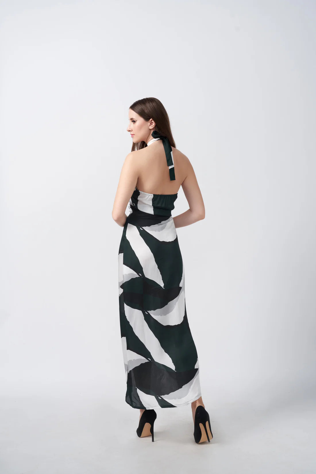 green black and white dress