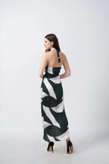 green black and white dress