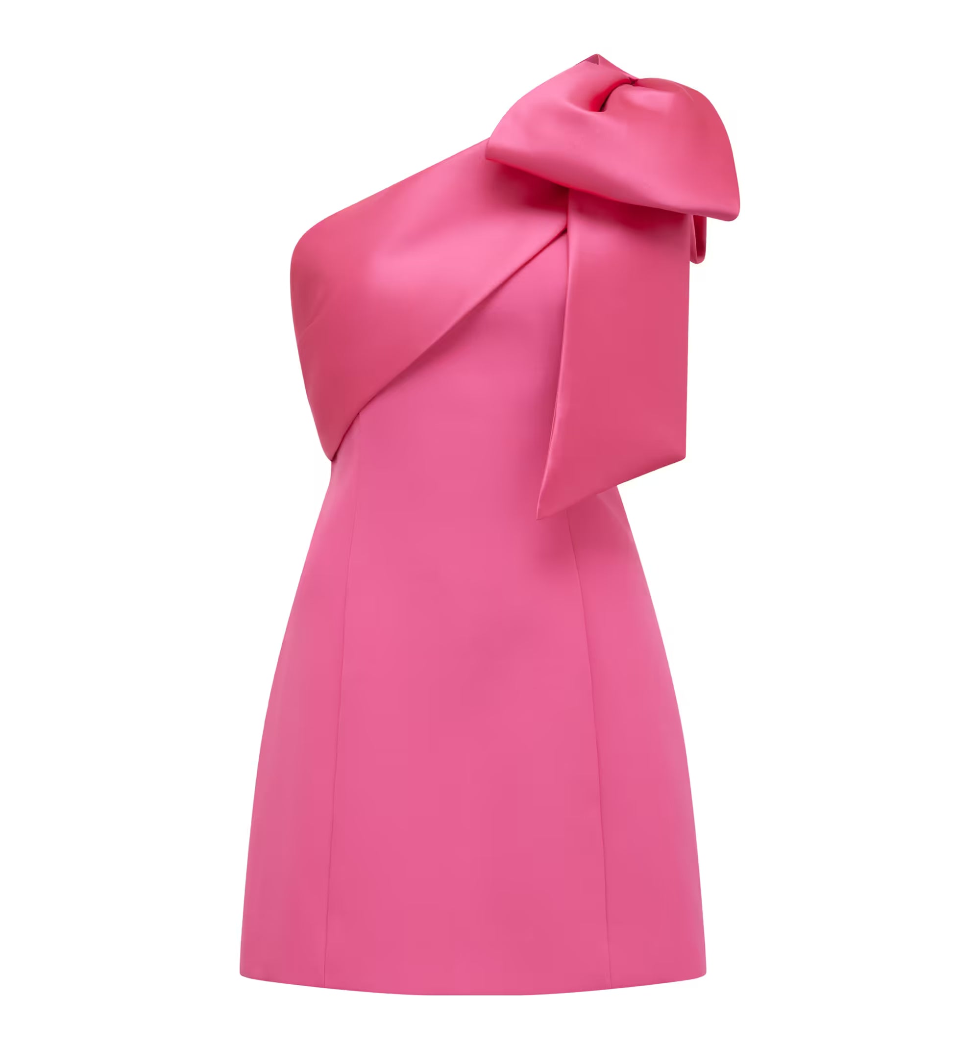 Fuchsia Holly Asym Bow Mini Dress