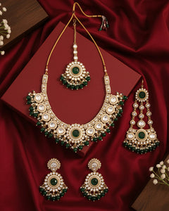 Green Laviza Premium Polki Dupe Bridal Set with Teeka & Side Jhumar/Passa – By Reet Lifestyle