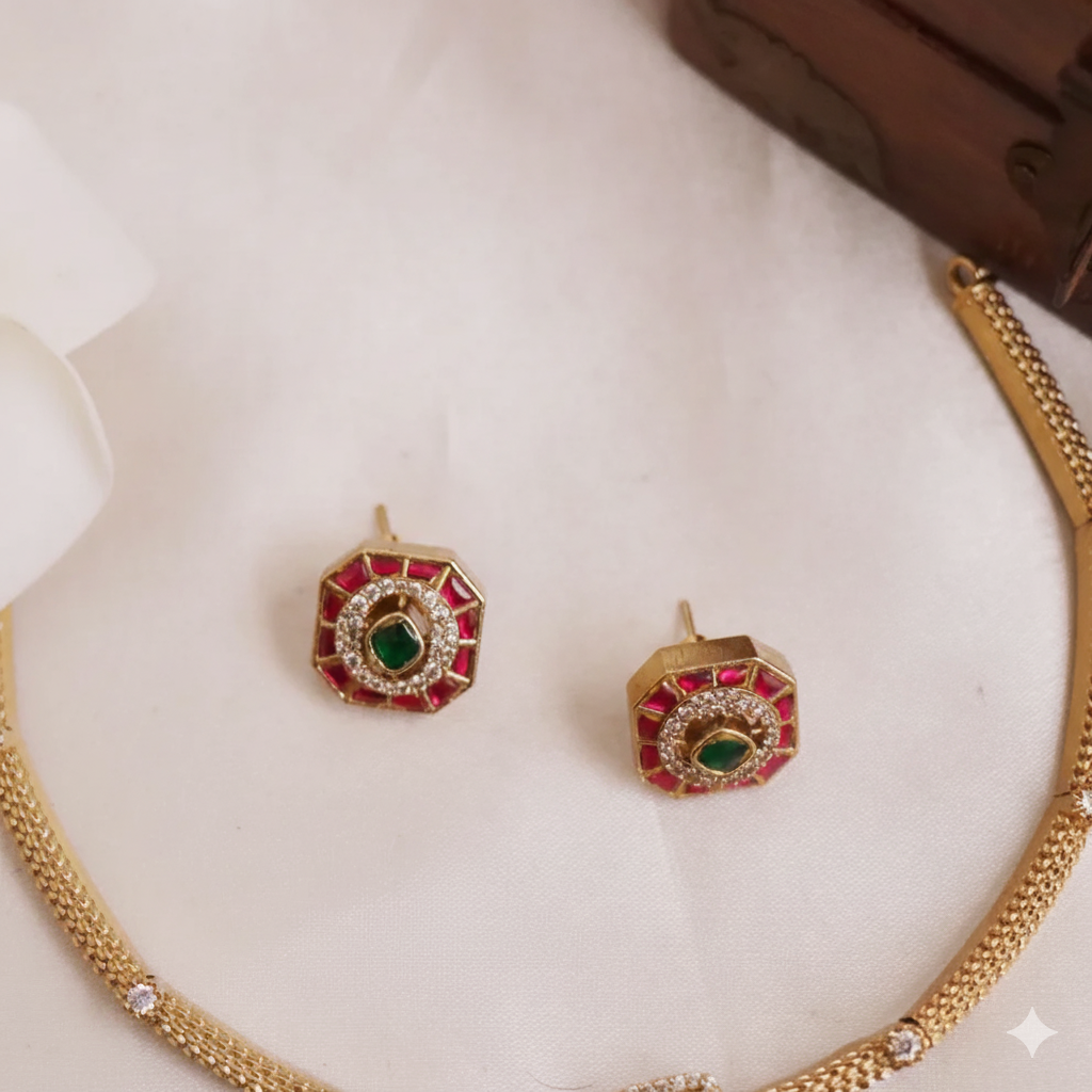 Trendy AD Jadau Necklace Earring Set