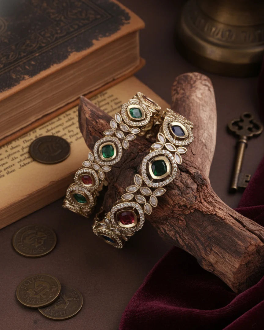 Raunav Victorian Polki Bangle Pair