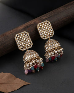 Golden Multi Rayma Jhumka Earrings