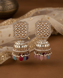 Golden Multi Rayma Jhumka Earrings