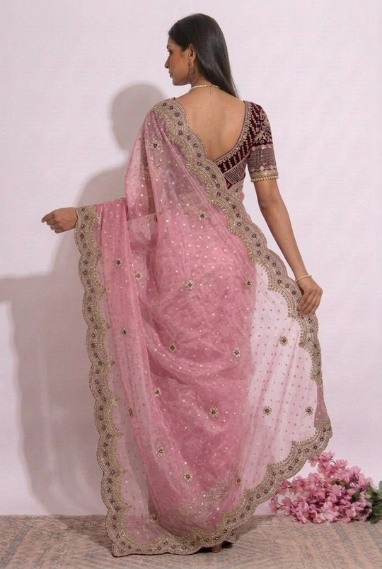 Peach Ready-to-Wear Saree