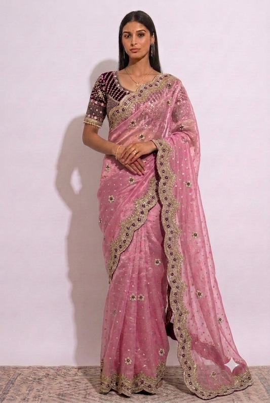 Peach Ready-to-Wear Saree