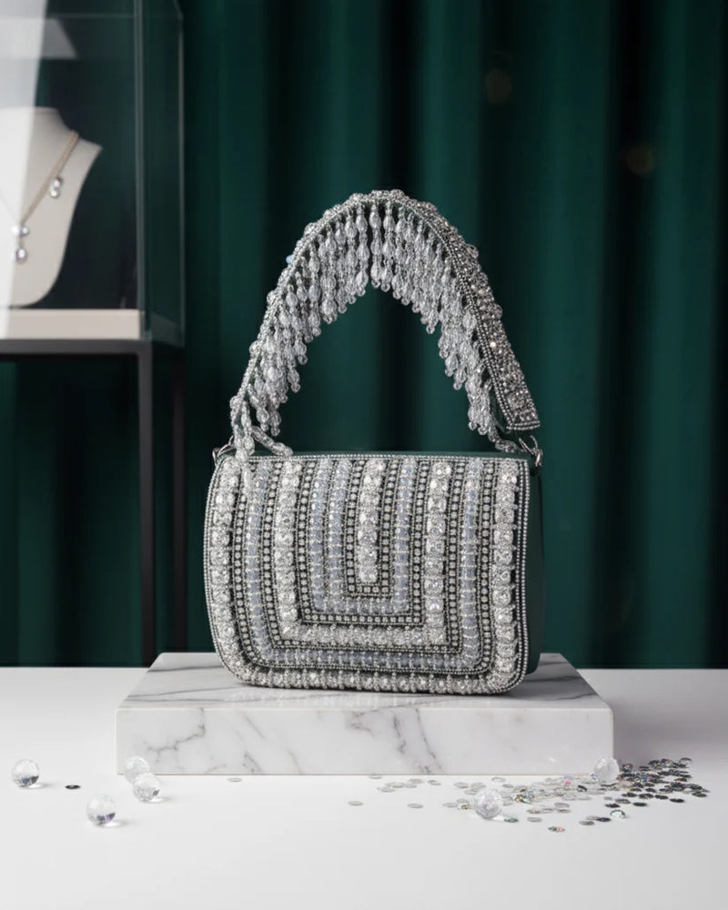 Rhinestone Flap Evening Clutch