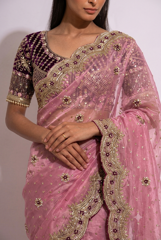 Peach Ready-to-Wear Saree