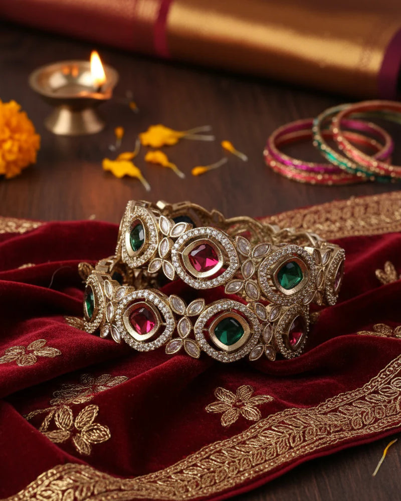 Raunav Victorian Polki Bangle Pair