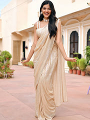 Georgette Beige Sequin Ready to Wear Saree