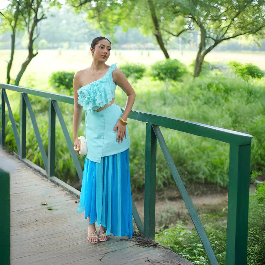 Georgette Blue Reverie Co-Ord Set