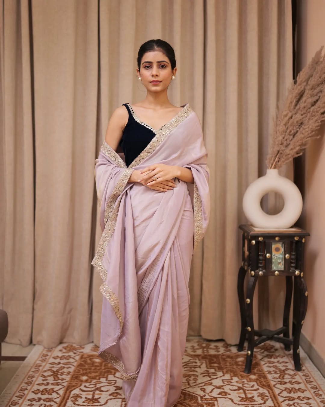 Hazel Purple Tissue Saree with Blouse