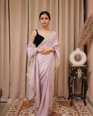 Hazel Purple Tissue Saree with Blouse