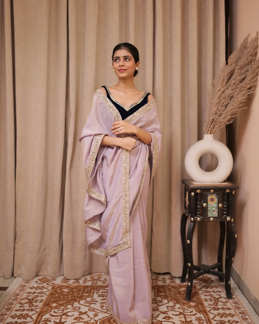 Hazel Purple Tissue Saree with Blouse