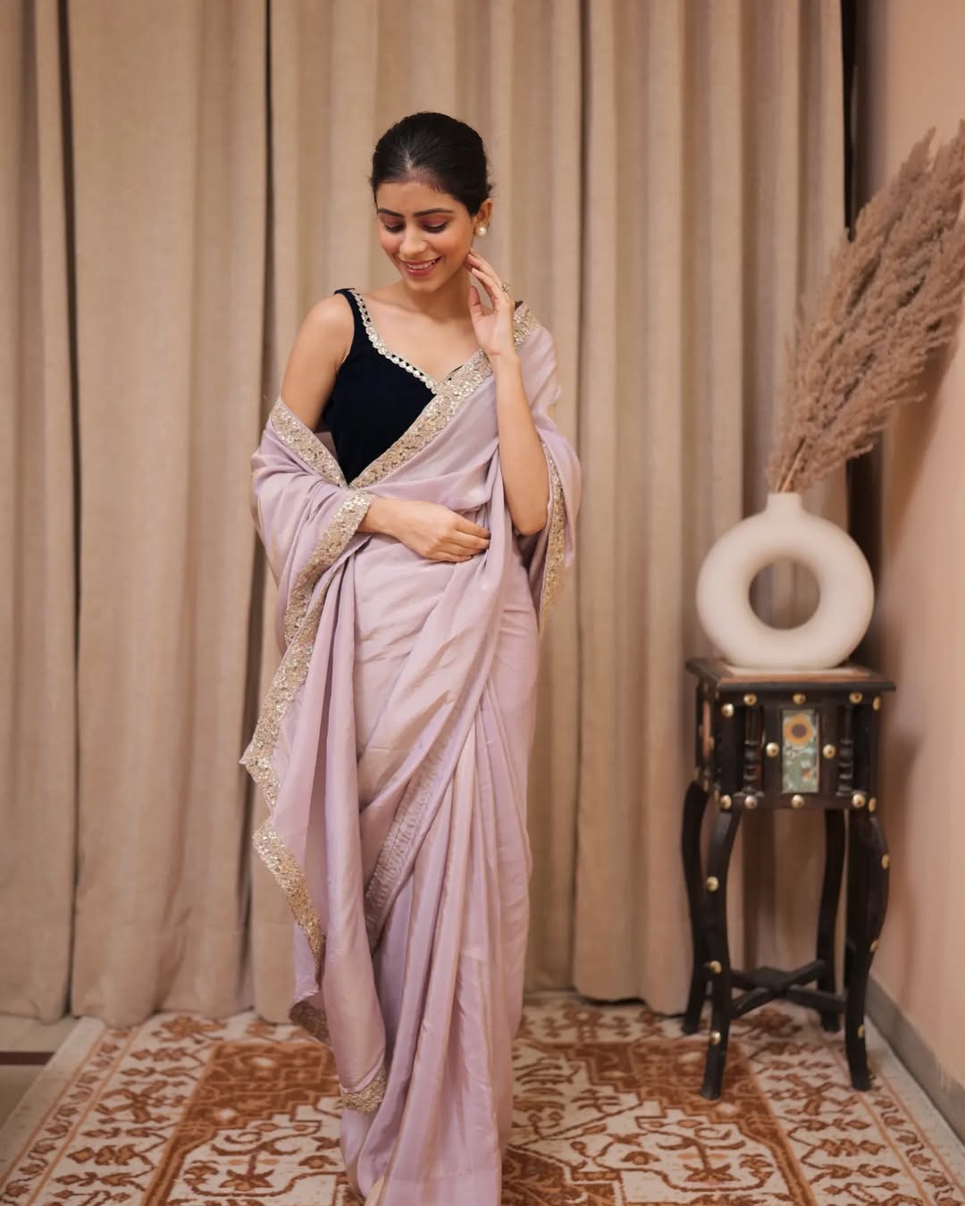 Hazel Purple Tissue Saree with Blouse