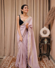 Hazel Purple Tissue Saree with Blouse