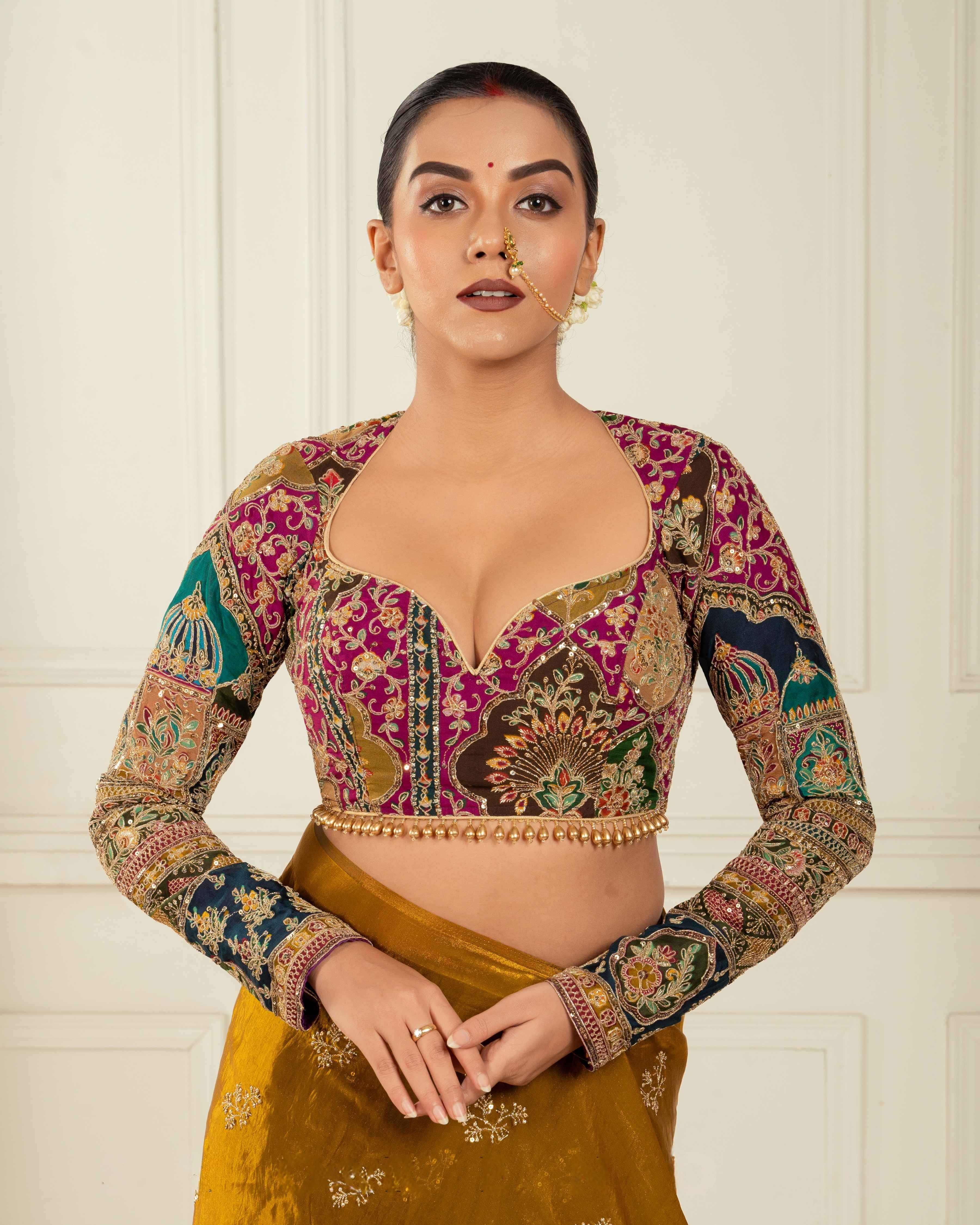 Golden Glory Bronze Gold Saree with Embroidered Blouse