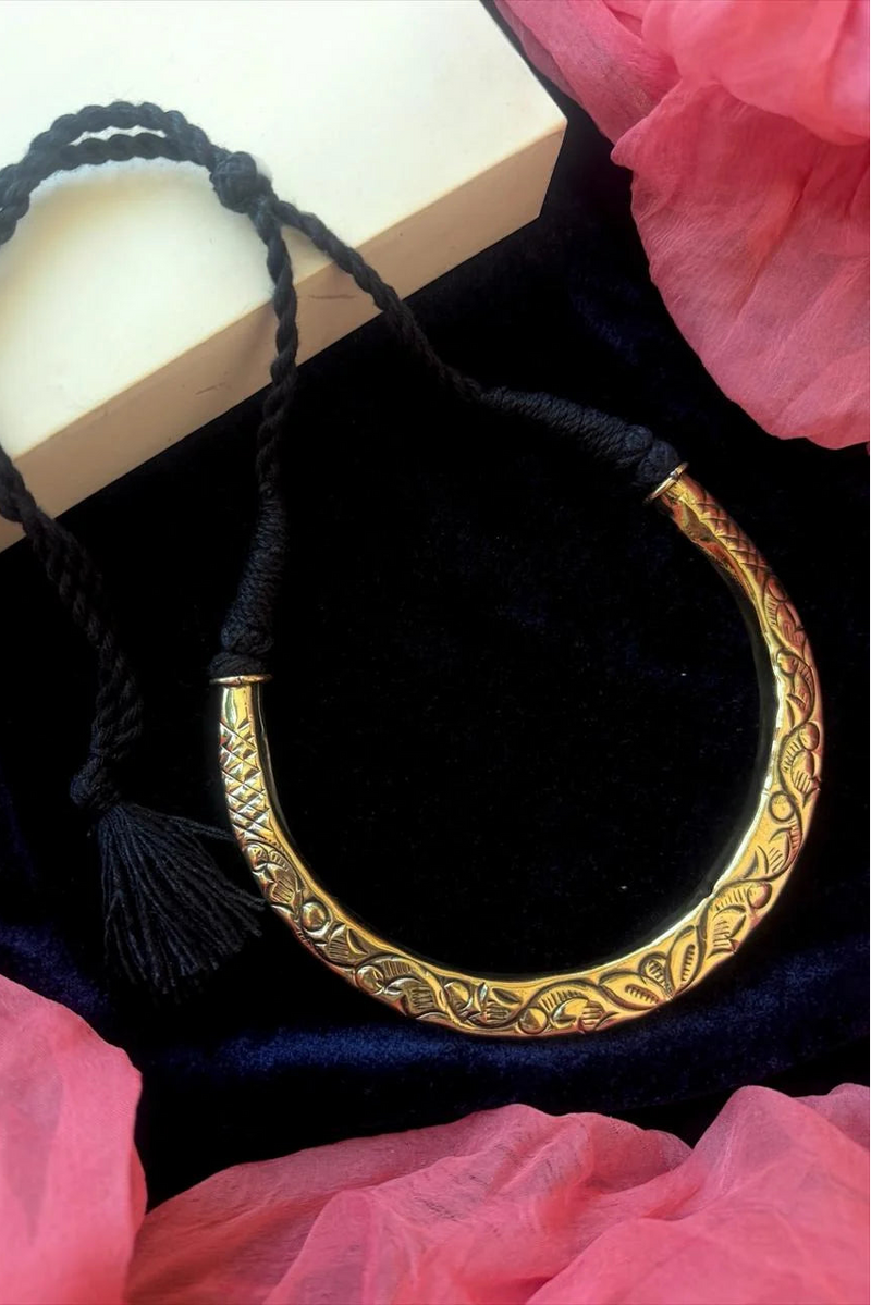 Golden Hasli Necklace with Adjustable Dori