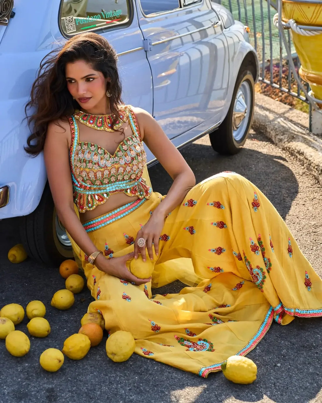 Tara Sunshine Embroidered Palazzo Set