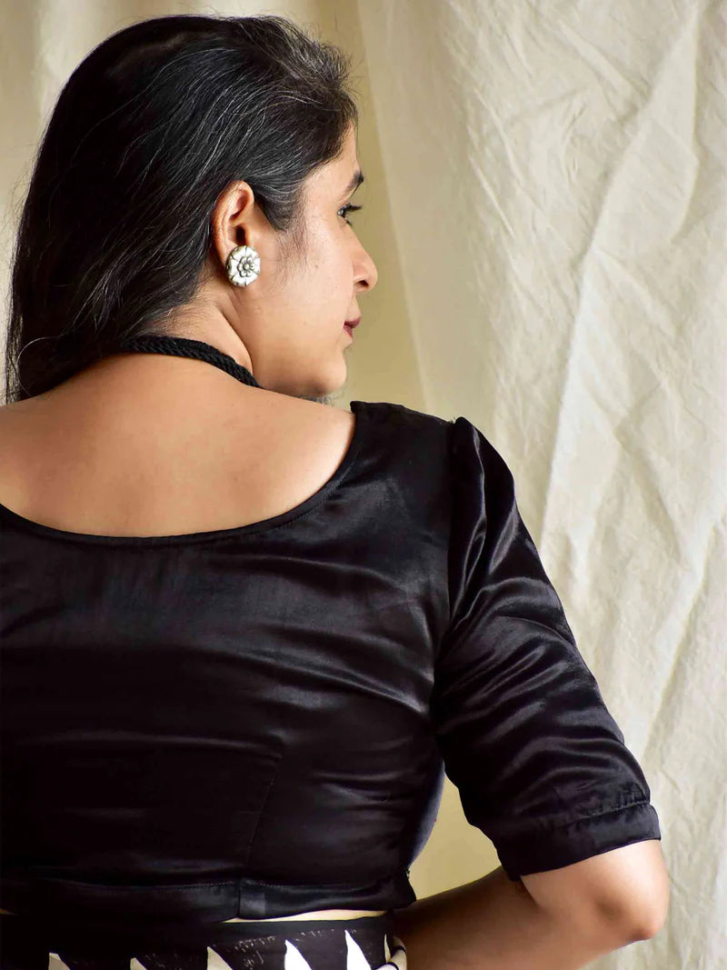 Goonj Mashru Silk Black Blouse