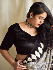 Goonj Mashru Silk Black Blouse